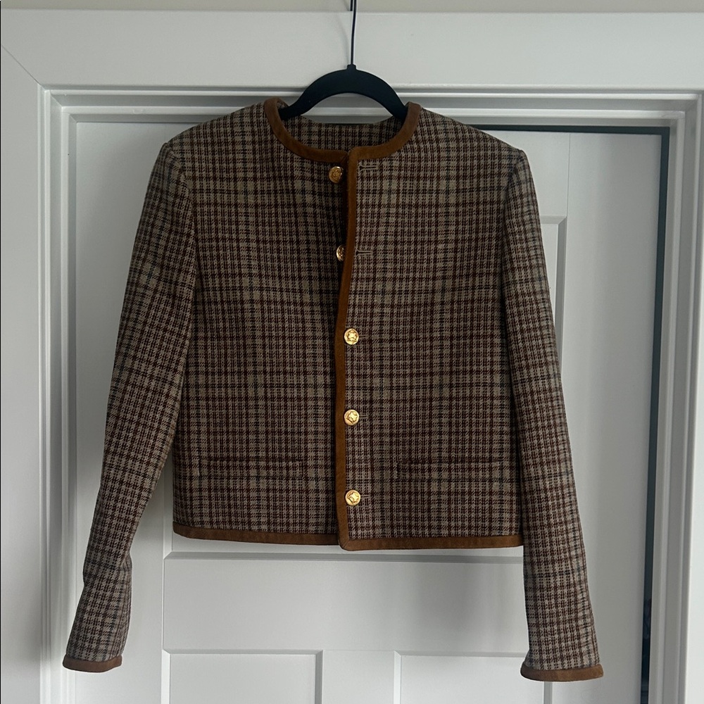 Celine Checkered Tweed Chasseur Jacket